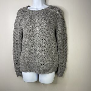 Banana Republic Sweater Women's Small Metallic Leaf Cable Knit Wool Alpaca Cozy